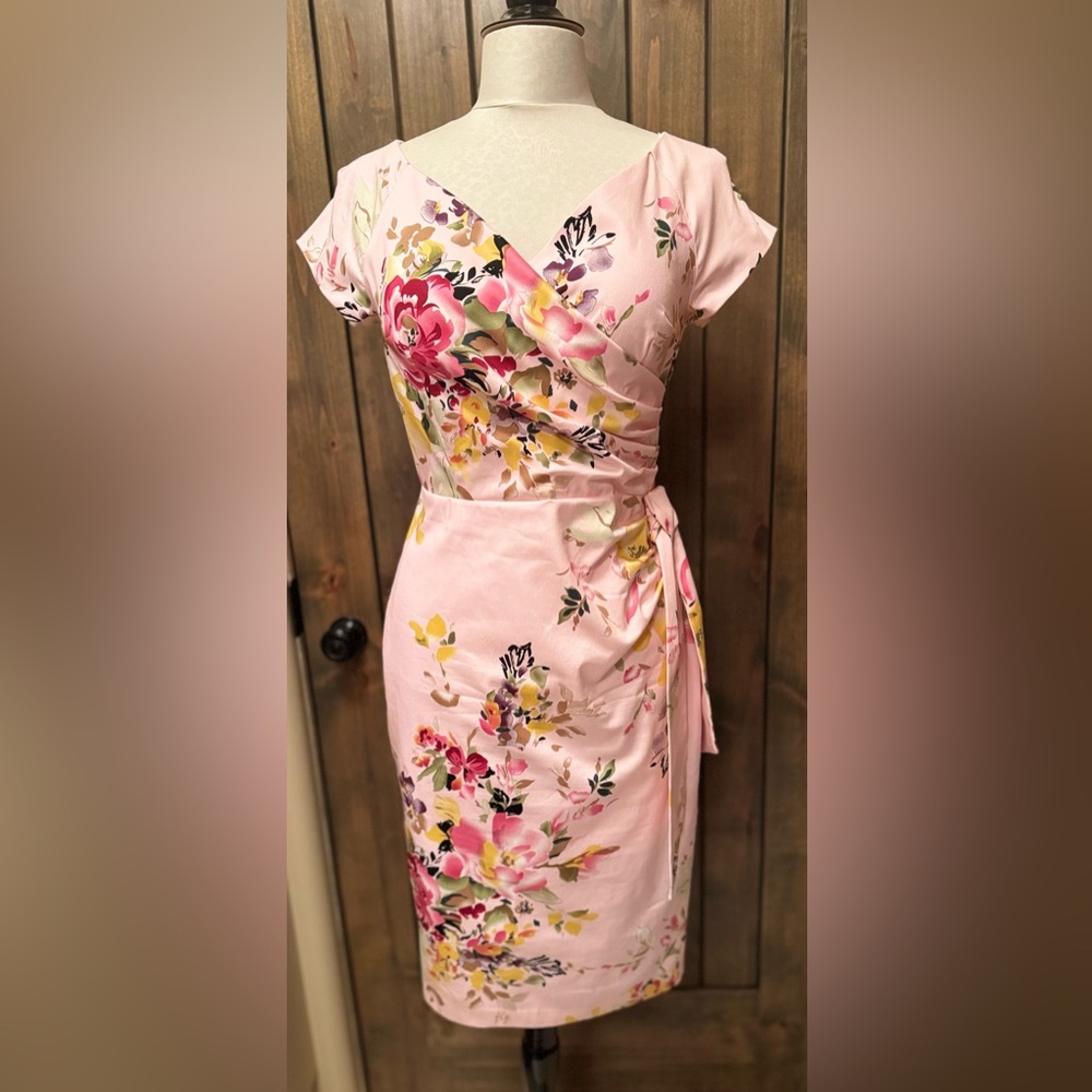 The Pretty Dress Company Hourglass Pencil Seville  Pink Floral US Sz 6 - Picture 5 of 11